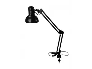 НТО-12 (черный, настольный светильник на струбцине, металлический пантограф 70см, 60Вт, Е27)