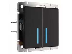 Сенсорный выключатель двухклавишный с функцией Wi-Fi /W4520608 (черный)