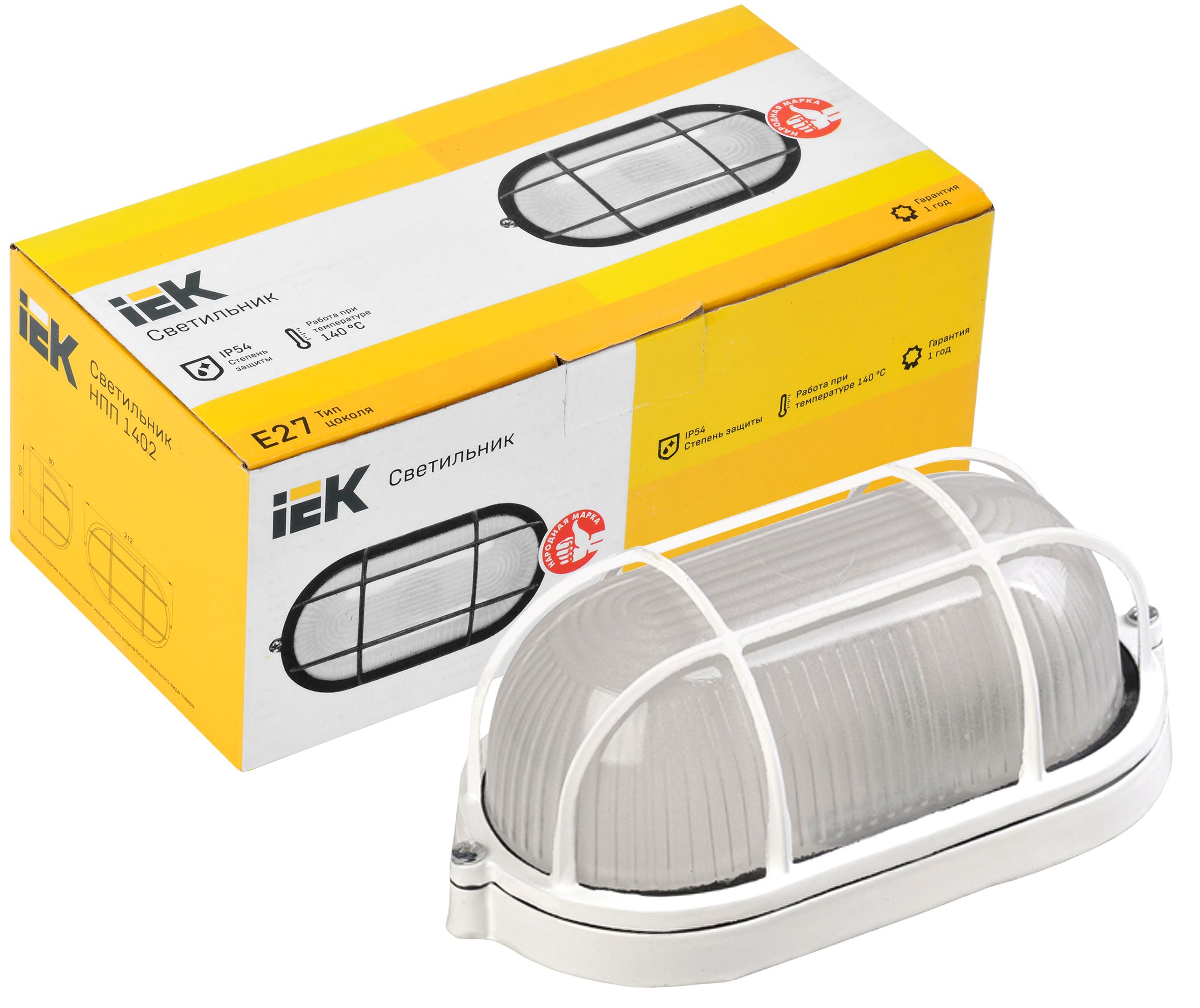 Светильник НПП1402 белый/овал с реш.60Вт IP54 ИЭК