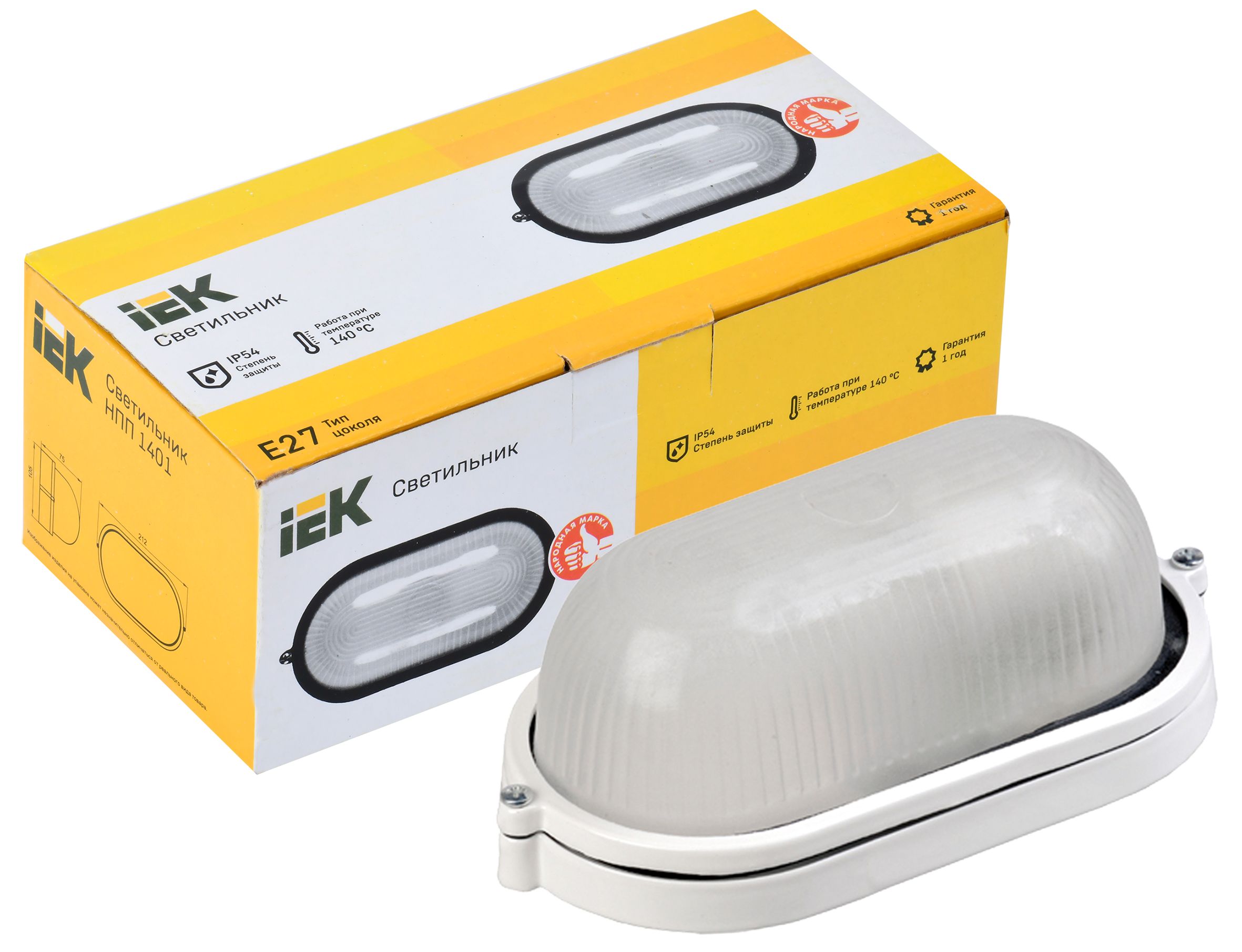 Светильник НПП1401 белый/овал 60Вт IP54 ИЭК