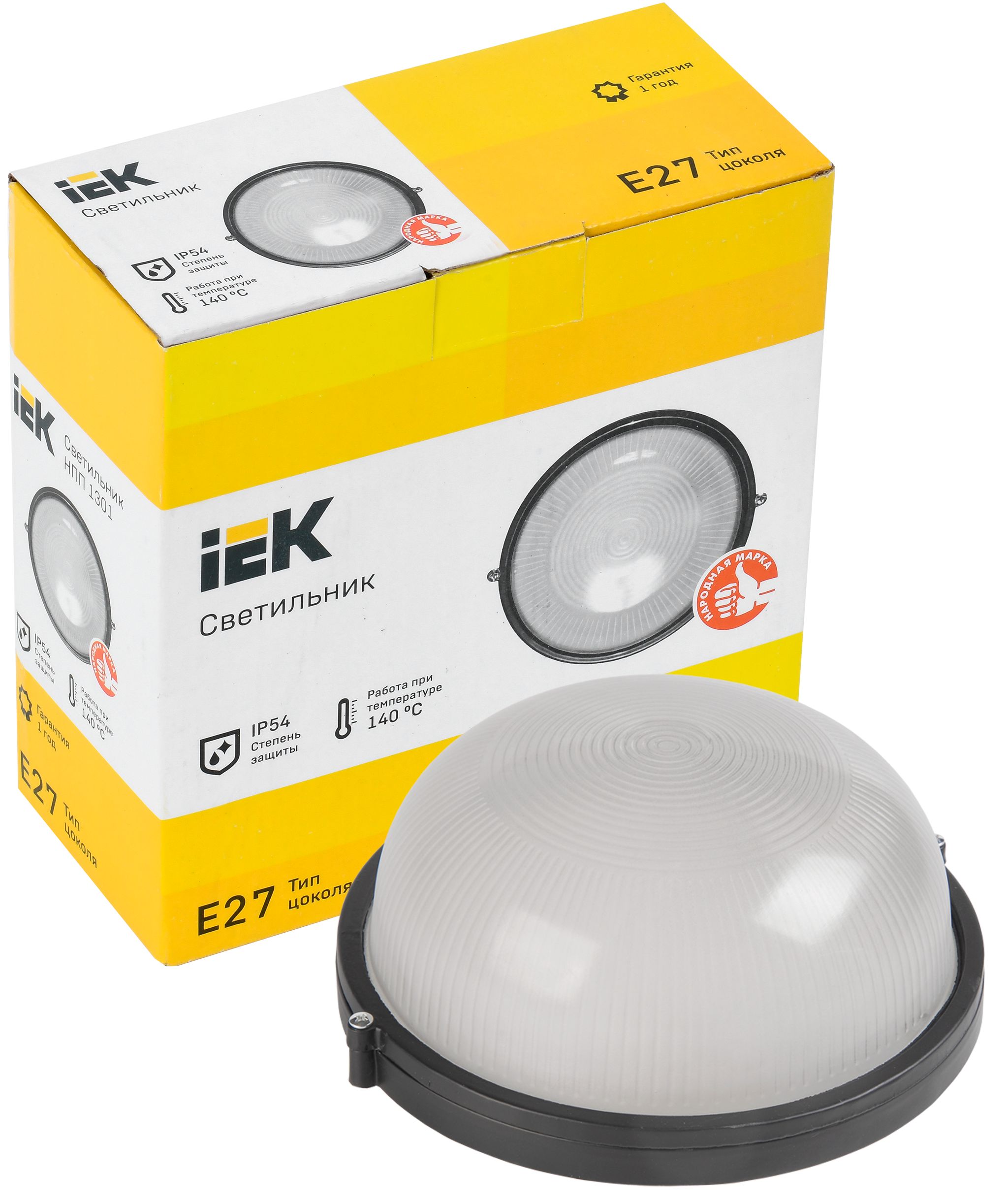 Светильник НПП1301 черный/круг 60Вт IP54 ИЭК