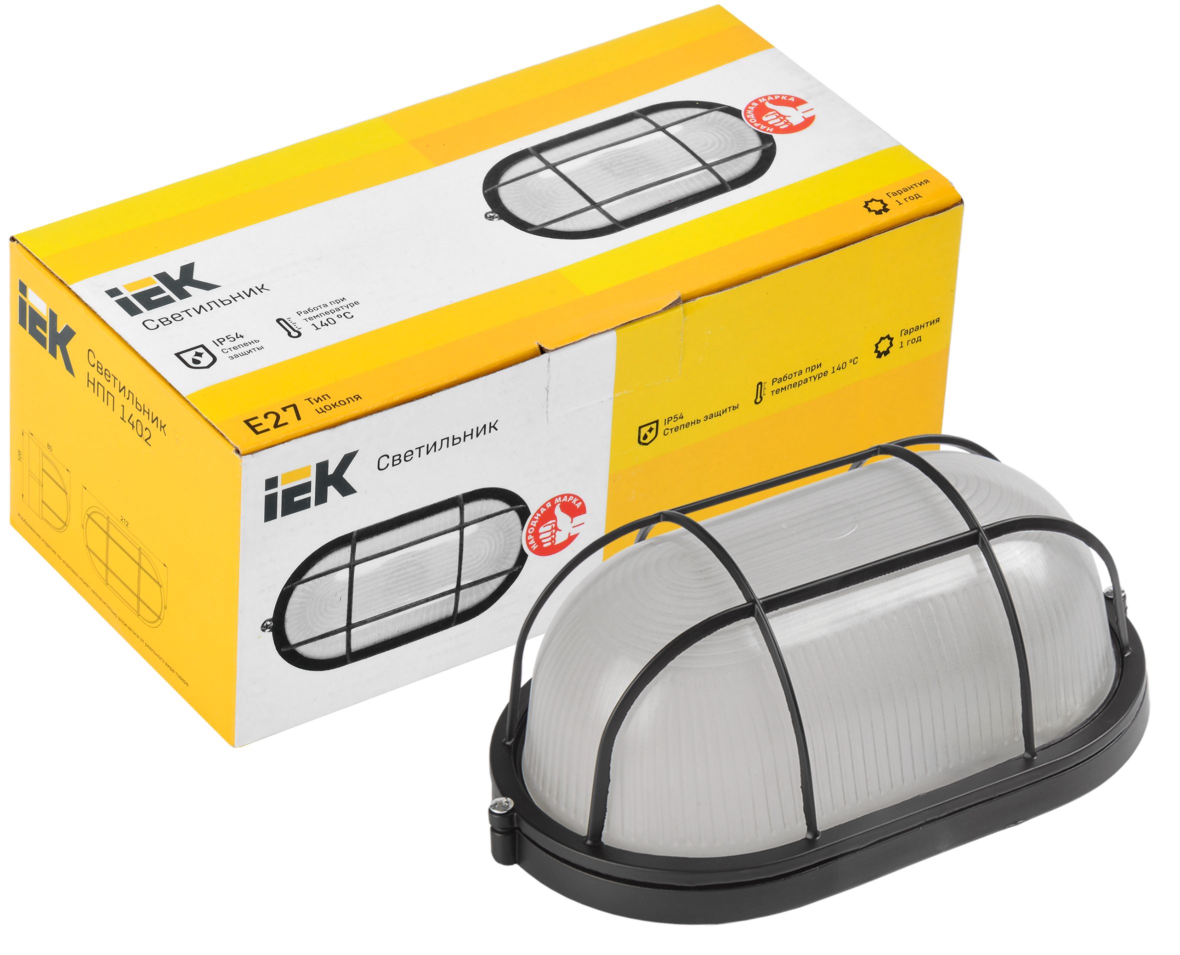 Светильник НПП1402 черный/овал с решеткой 60Вт IP54 ИЭК