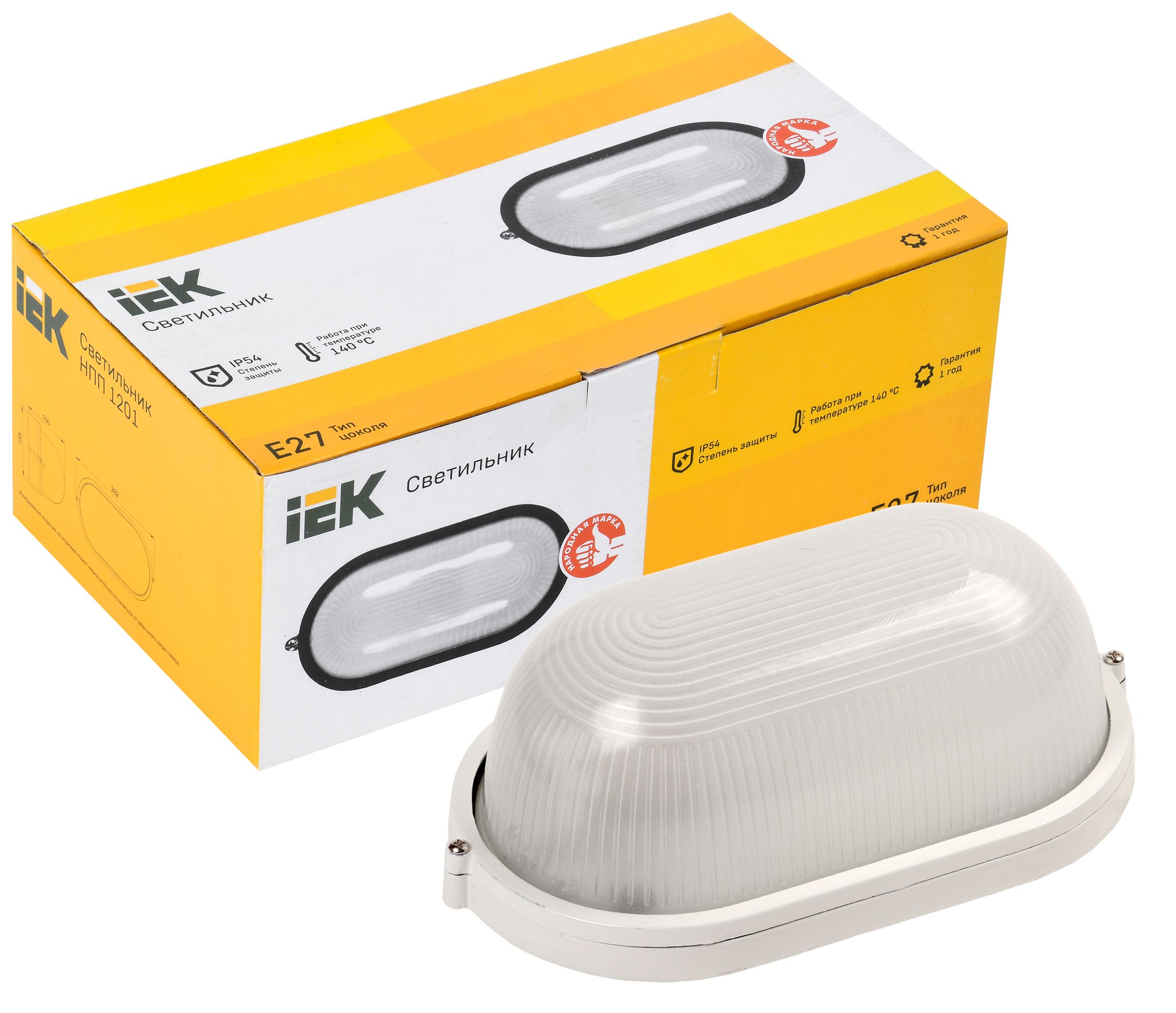 Светильник НПП1201 белый/овал 100Вт IP54 ИЭК