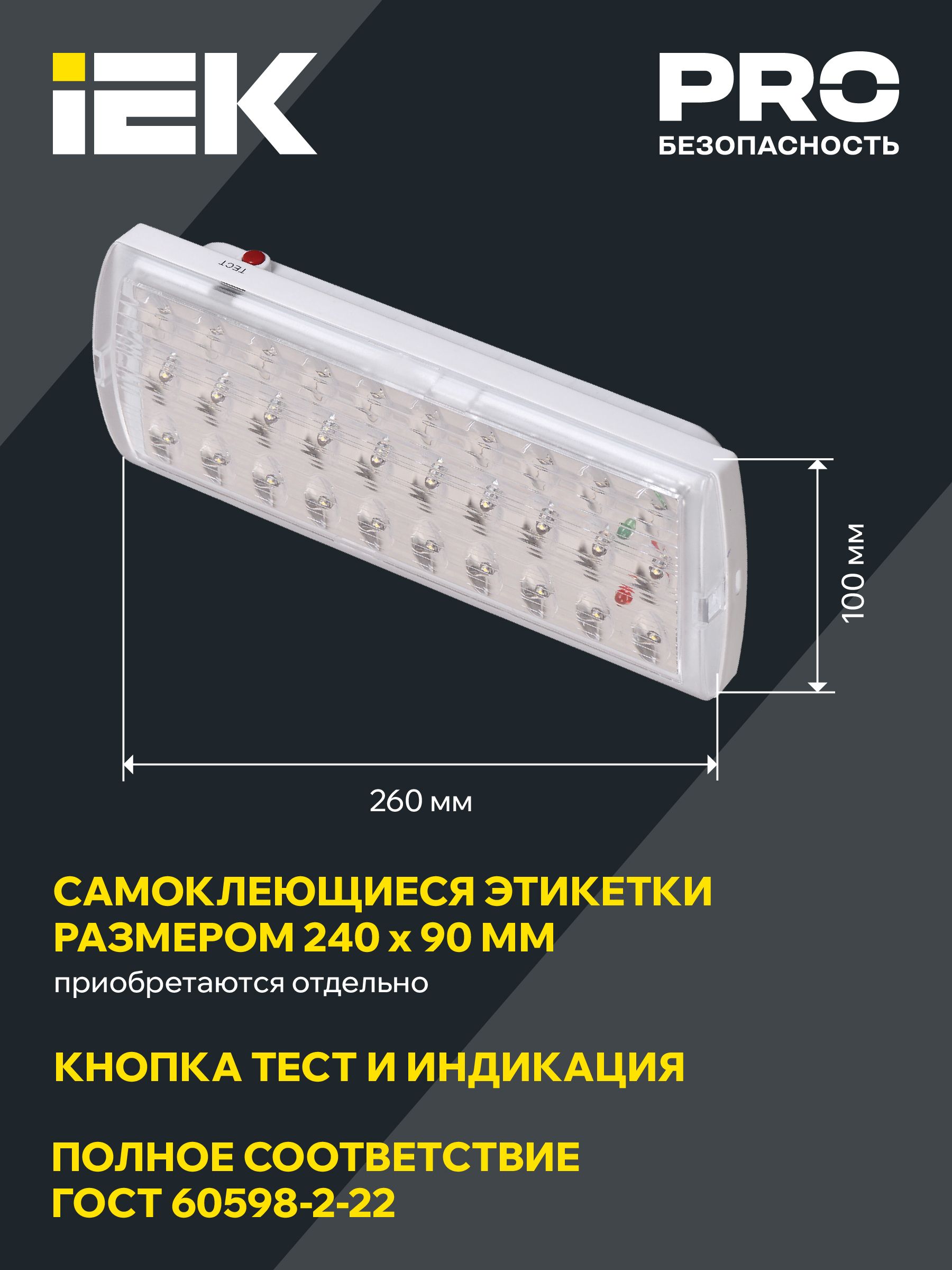 Светильник аварийный ДПА 2101, аккумулятор, 4ч, 30LED, IP20 ИЭК