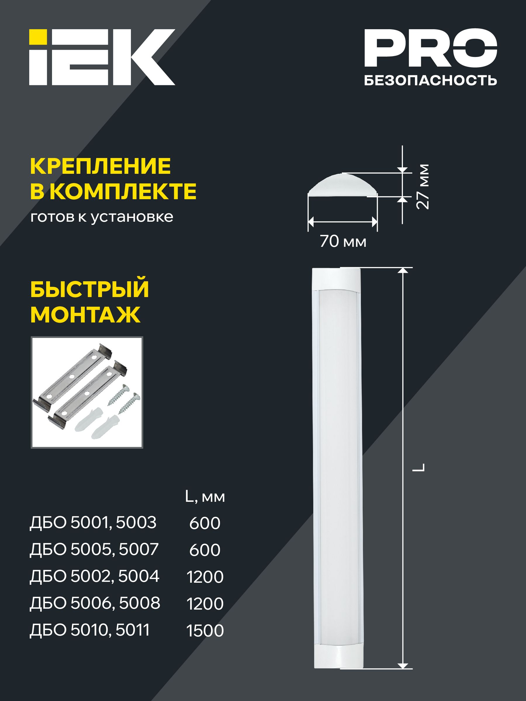 Светильник LED ДБО 5006 36Вт 6500К IP20 1200мм металл ИЭК