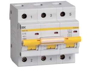 Автомат 3P ВА47-100 16А 10кА х-ка D ИЭК