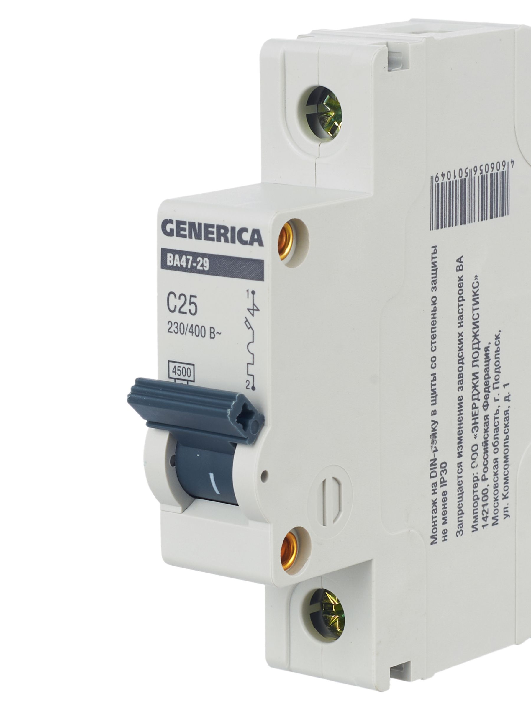 Автомат 1Р ВА 47-29 25 А 4,5кА характеристика С GENERICA ИЭК