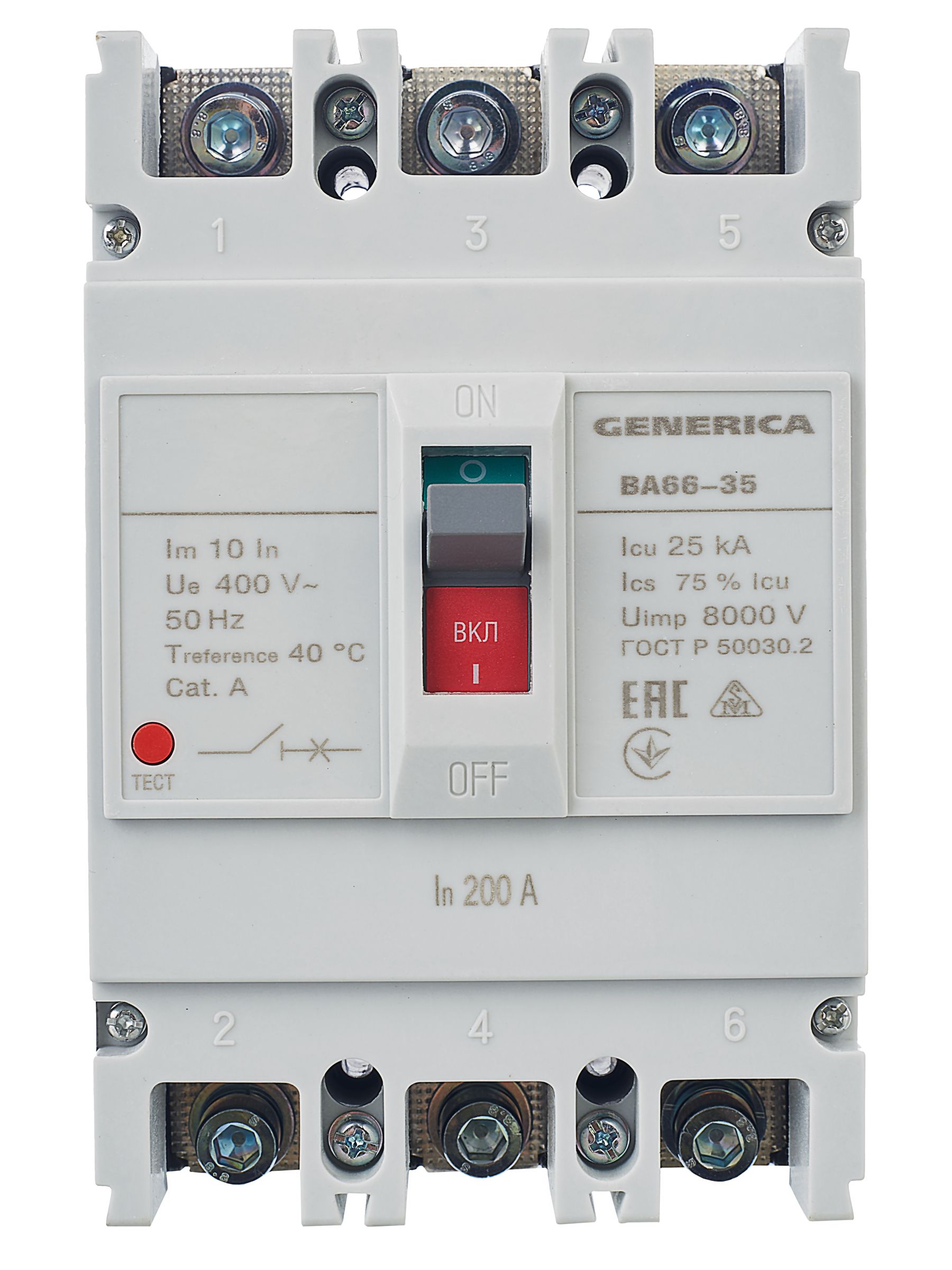 Выключатель автоматический ВА66-35 3Р 200А 25кА GENERICA ИЭК