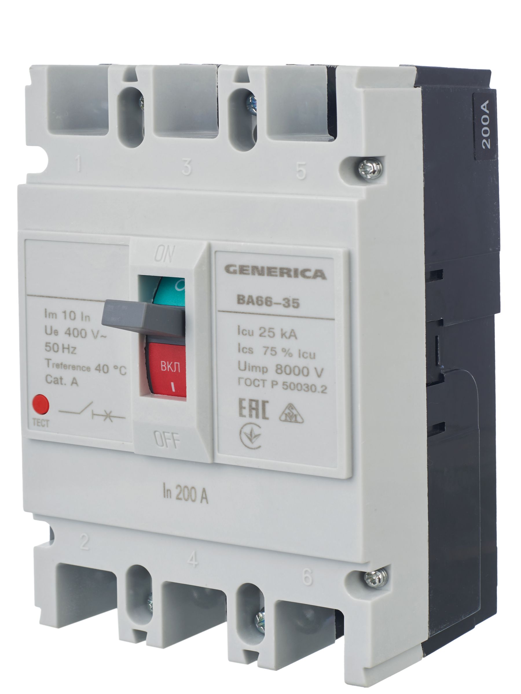 Выключатель автоматический ВА66-35 3Р 200А 25кА GENERICA ИЭК