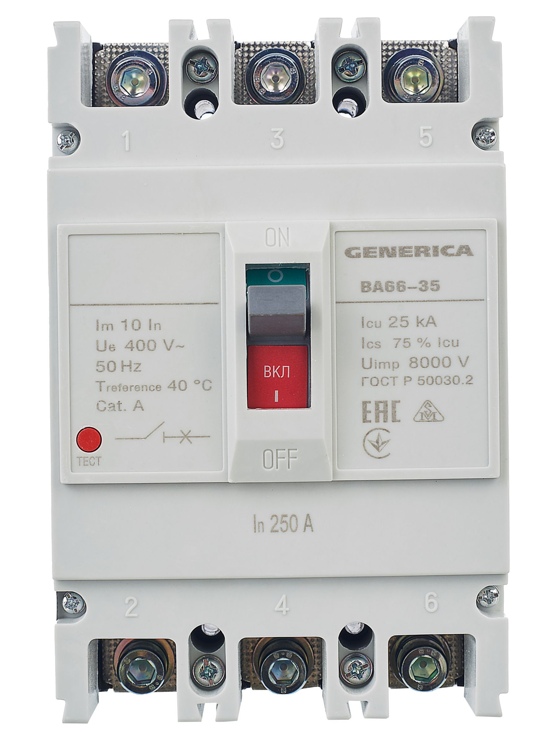Выключатель автоматический ВА66-35 3Р 250А 25кА GENERICA ИЭК
