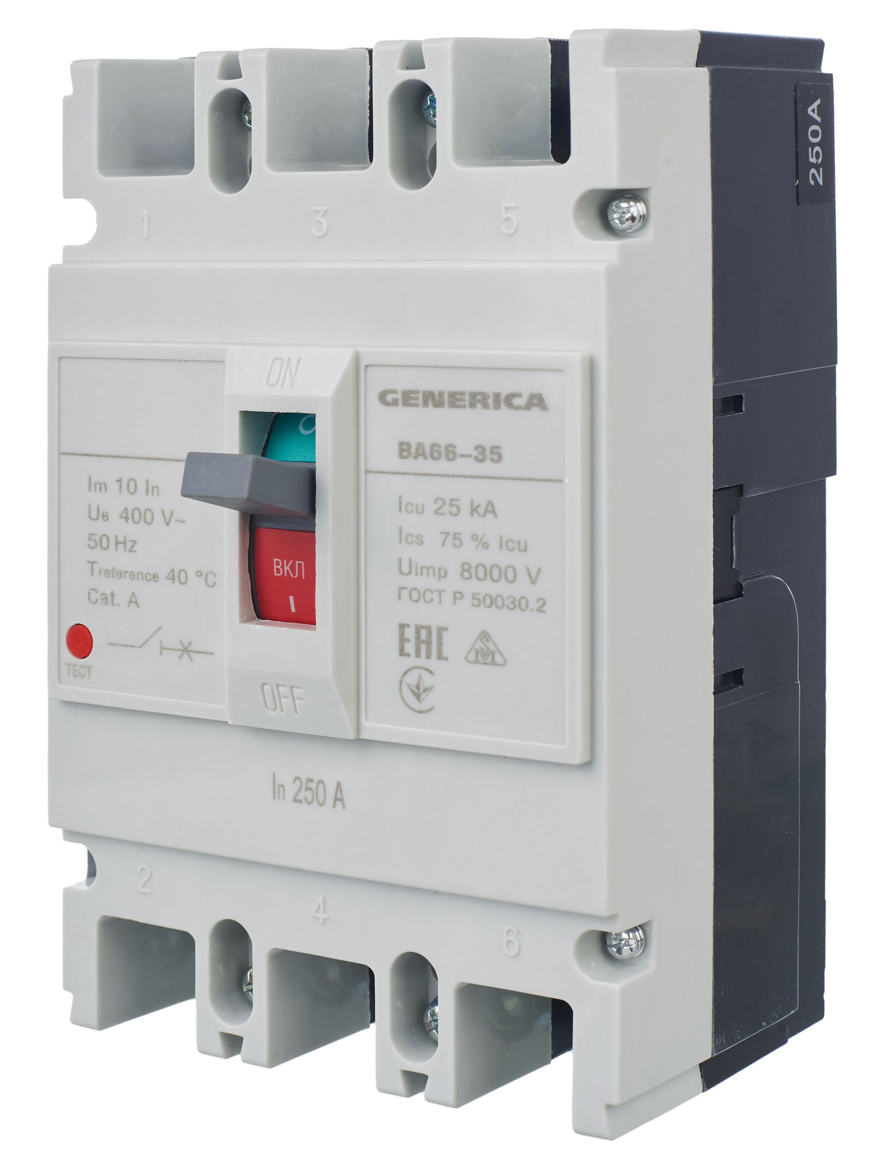 Выключатель автоматический ВА66-35 3Р 250А 25кА GENERICA ИЭК