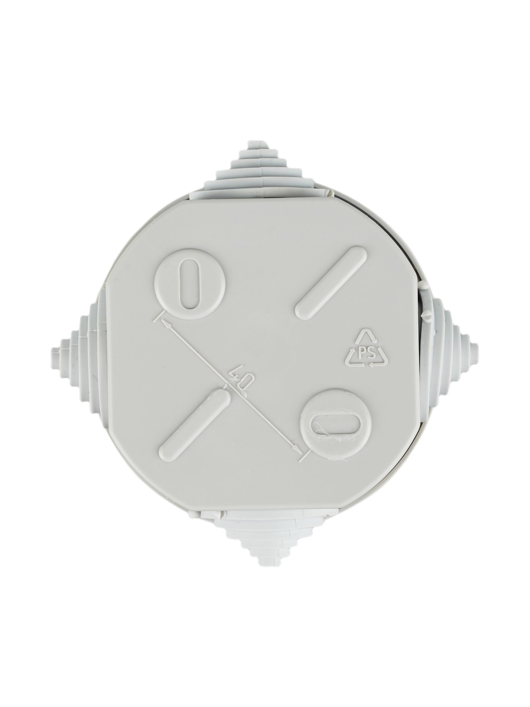 Коробка КМ41237 распаячная для открытой проводки d75х40 мм IP44 (RAL7035, 4 гермоввода) ИЭК