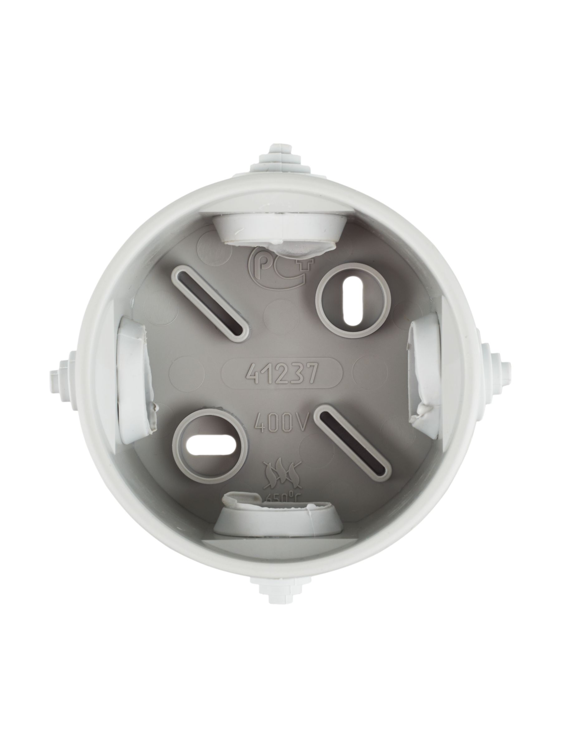 Коробка КМ41237 распаячная для открытой проводки d75х40 мм IP44 (RAL7035, 4 гермоввода) ИЭК