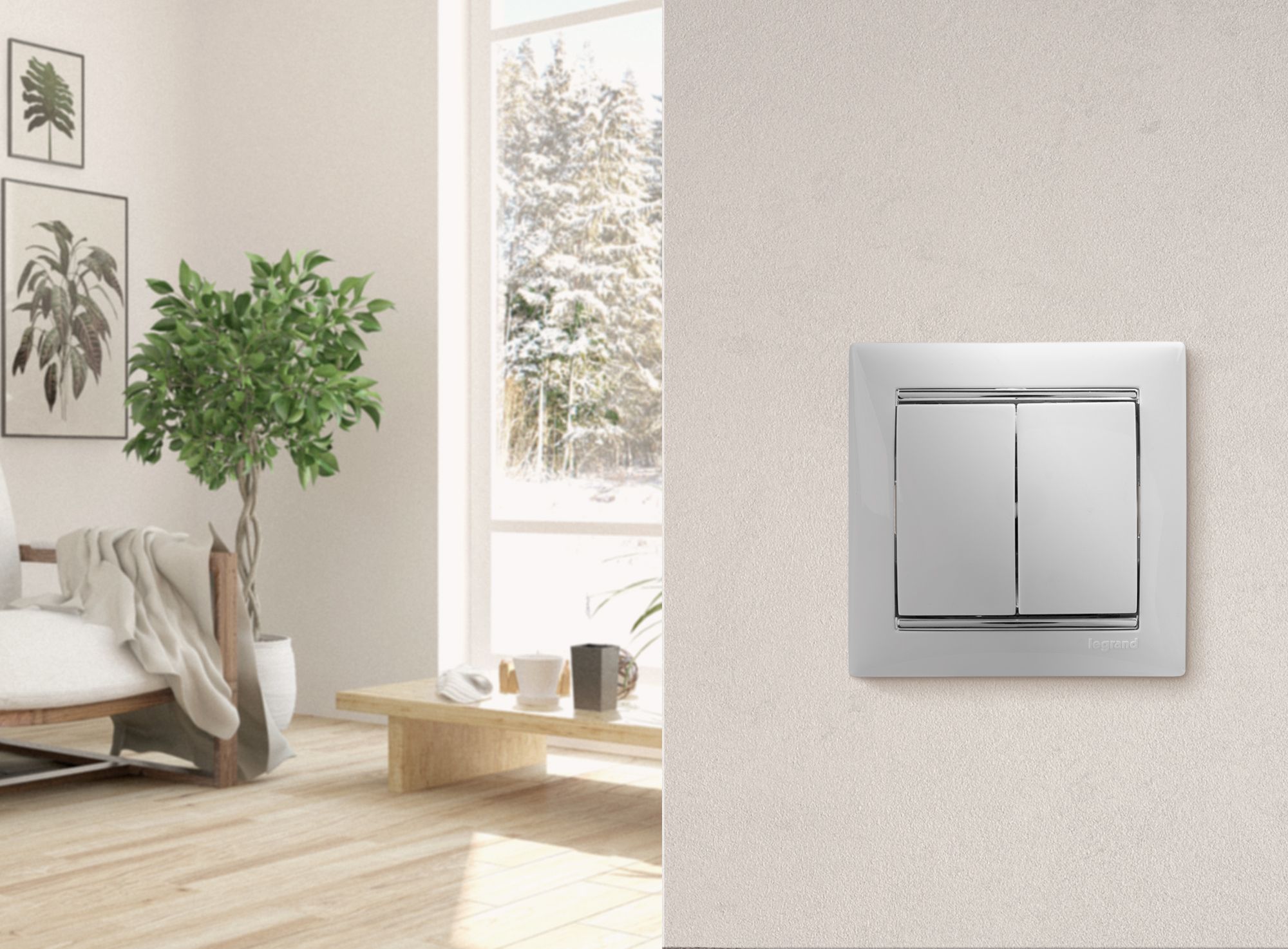 Выключатель 2-клавишный Valena белый /774405/