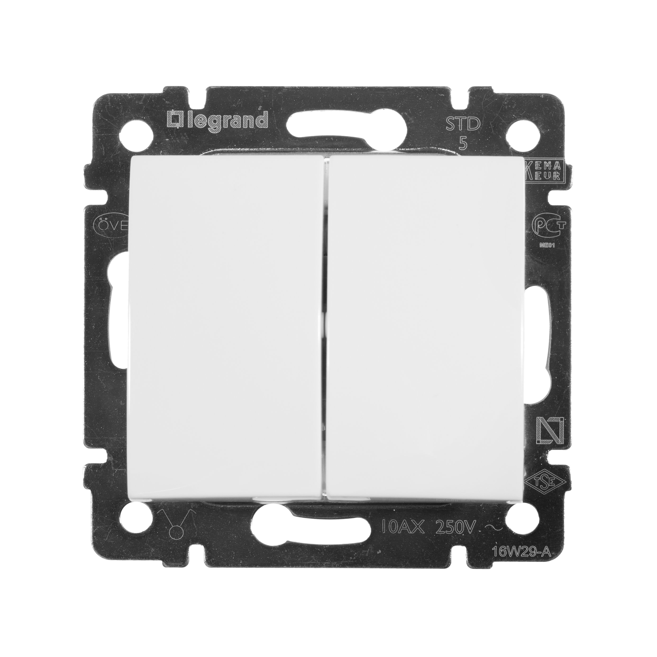 Выключатель 2-клавишный Valena белый /774405/