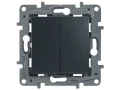 Переключатель 2-клавишный 10АХ автоматические клеммы антрацит ETIKA /672612/