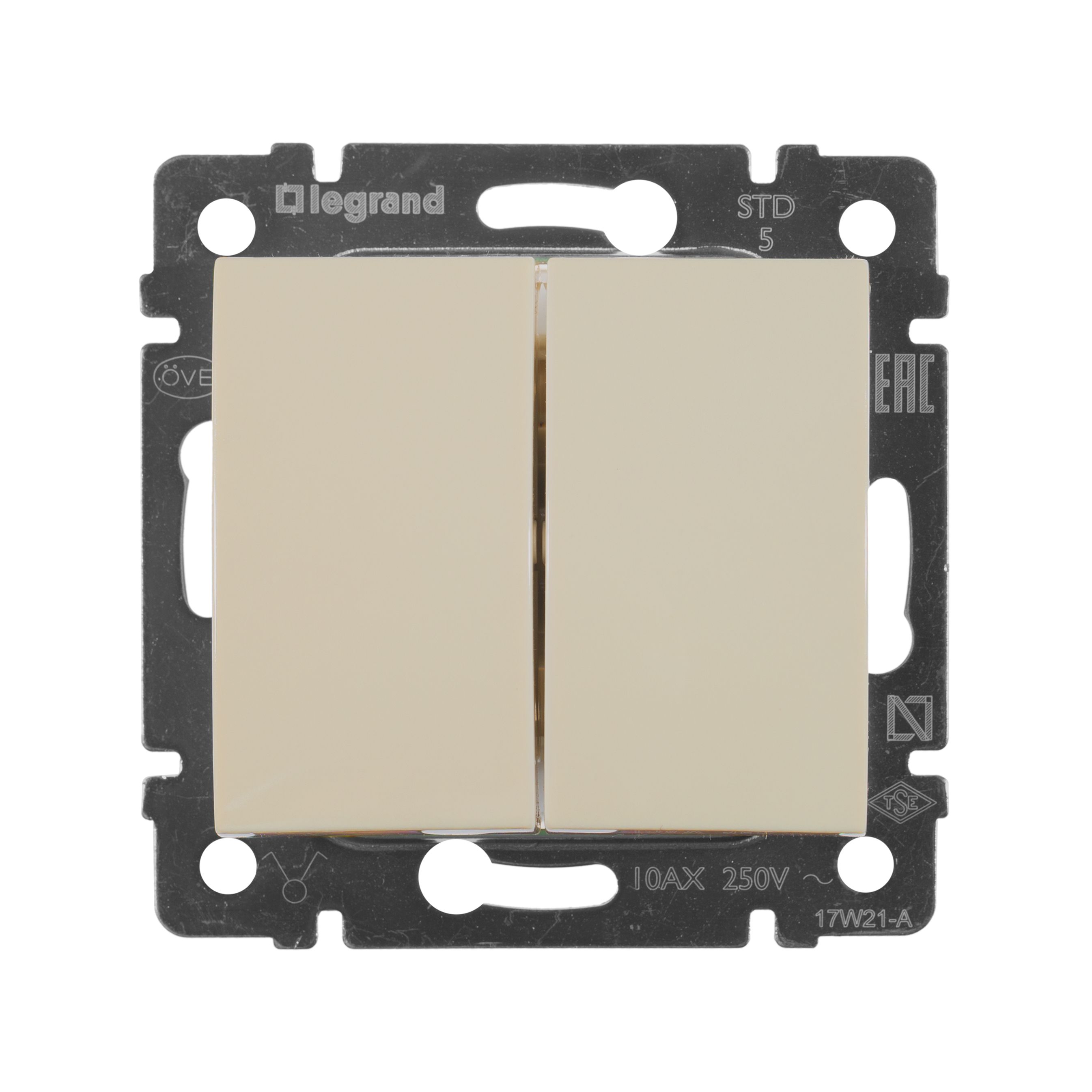 Выключатель 2-клавишный Valena слоновая кость /774305/