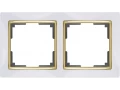Рамка на 2 поста /WL03-Frame-02-white-GD (белый/золото)