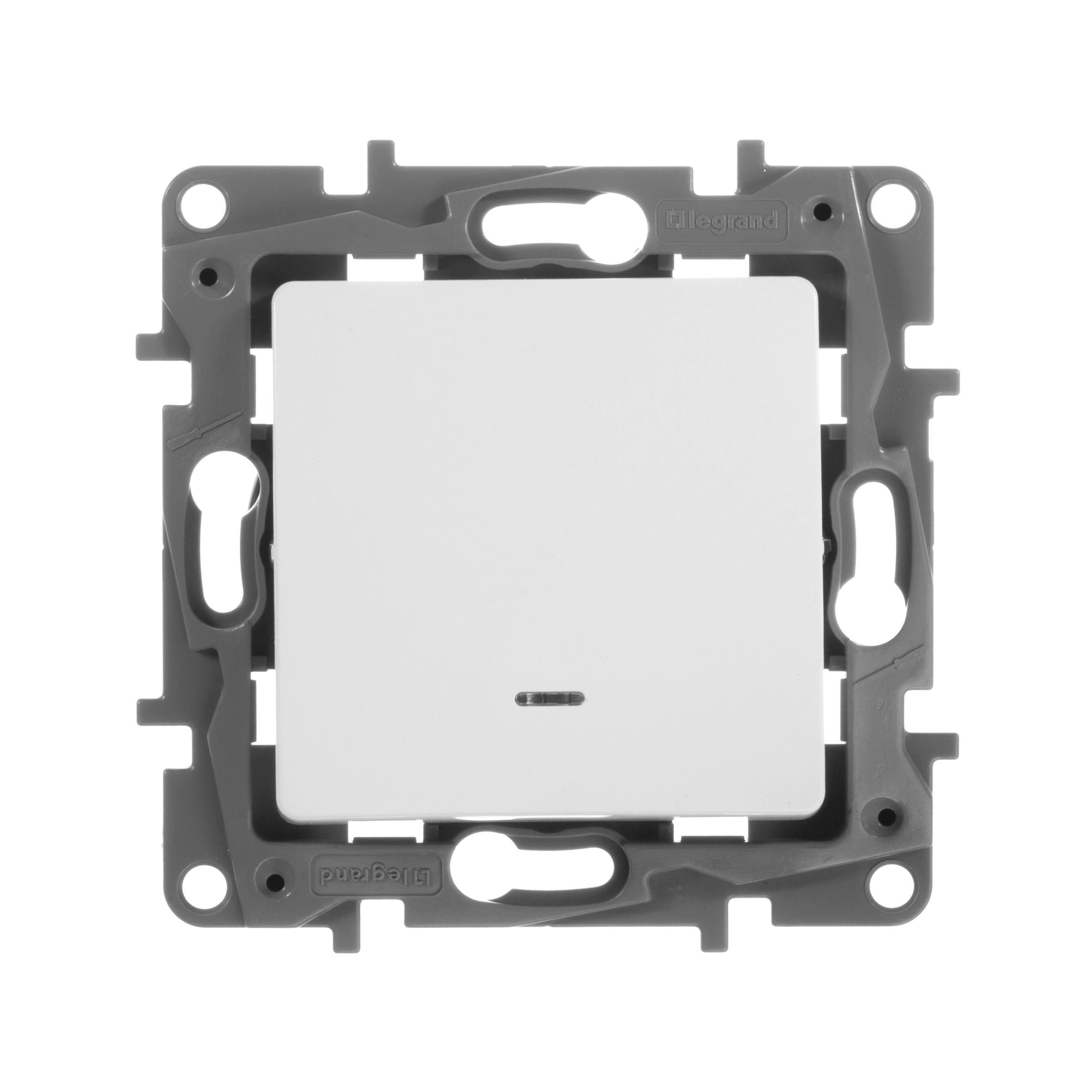 Переключатель 1-клавишный с подсветкой автоматические клеммы 10АХ белый /672215/