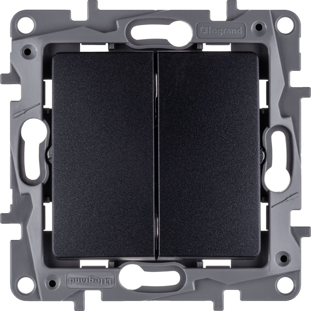 Выключатель 2-клавишный антрацит ETIKA /672602/