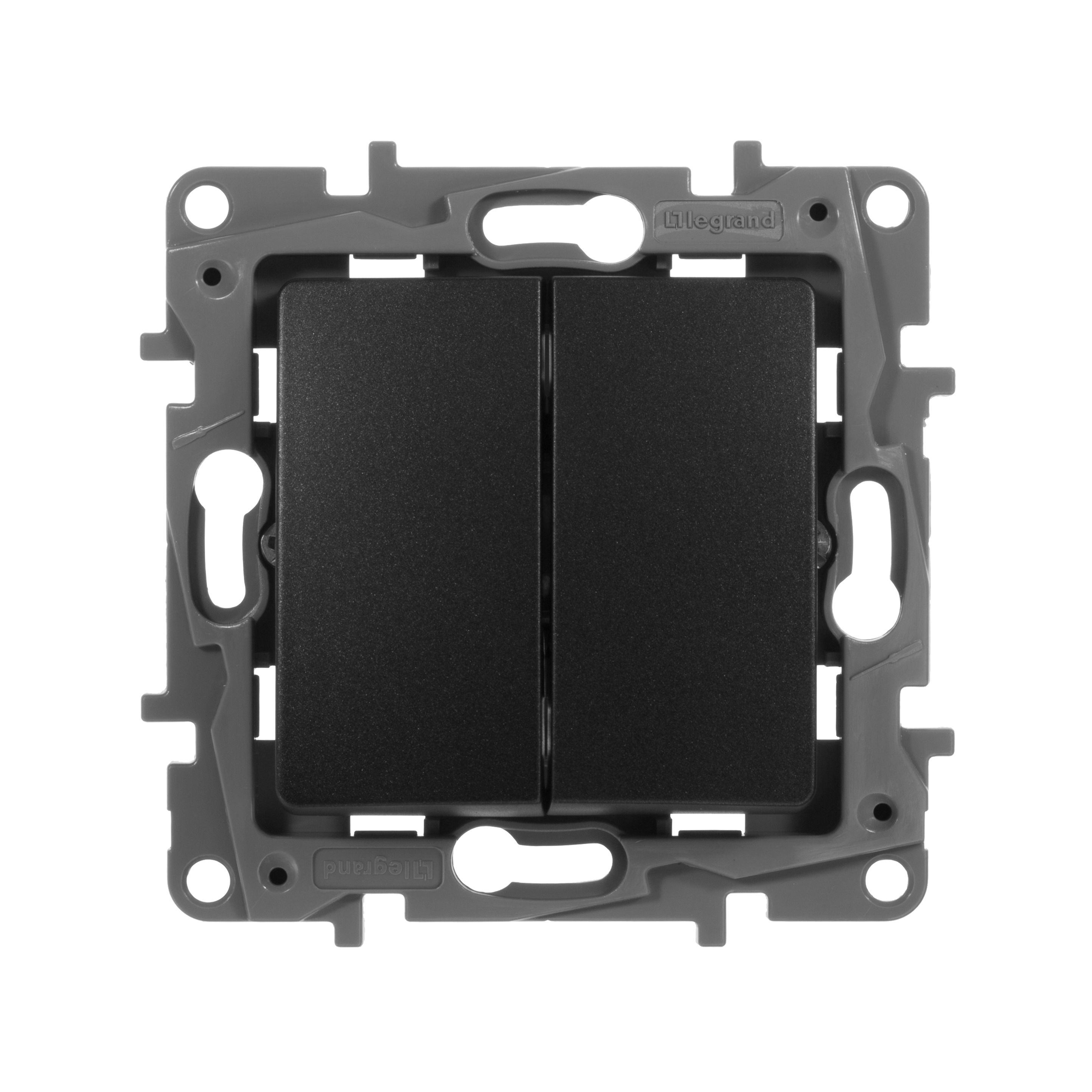 Выключатель 2-клавишный антрацит ETIKA /672602/