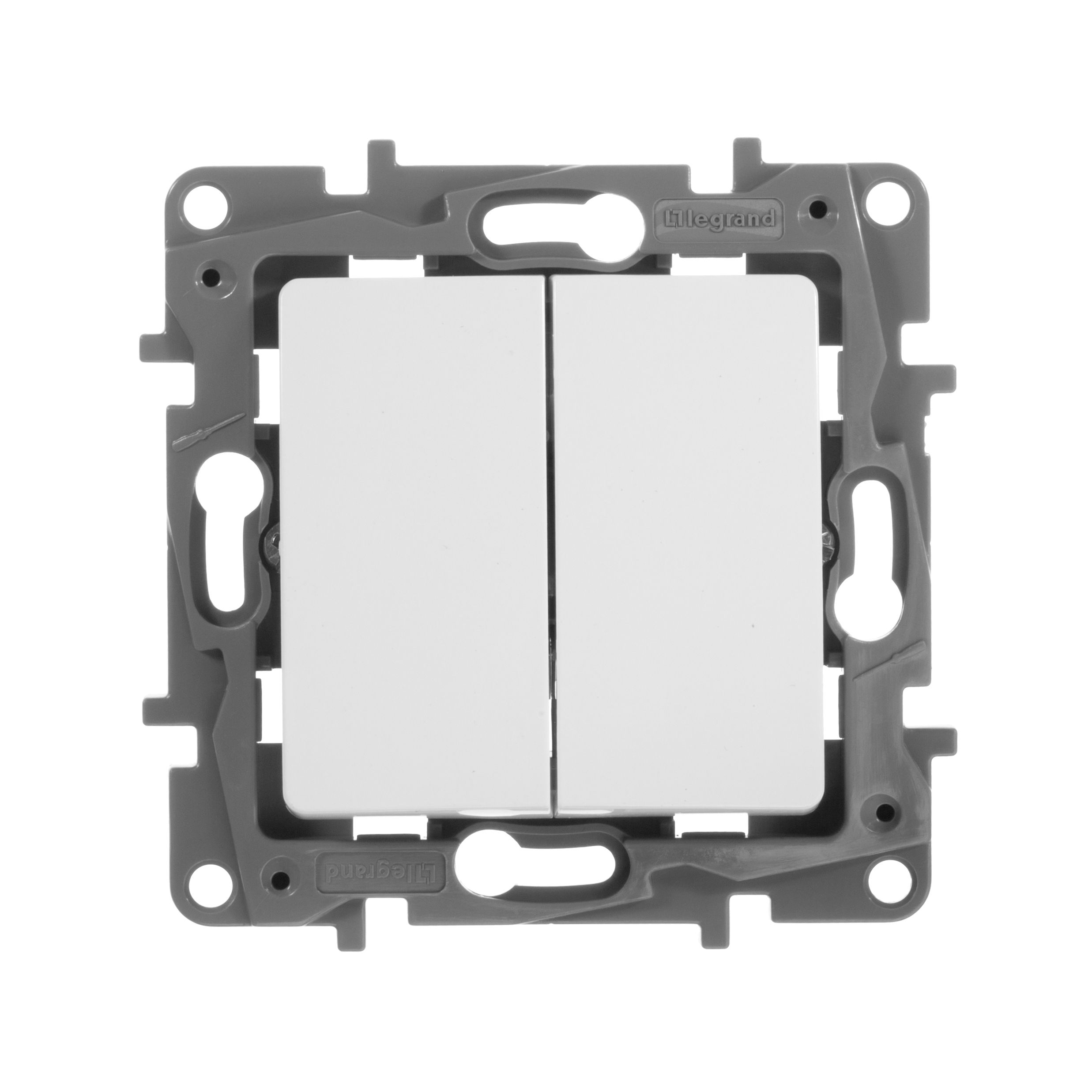 Переключатель 2-клавишный автоматические клеммы белый /672212/