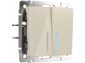 Выключатель двухклавишный проходной /WL03-SW-2G-2W-ivory/ (слоновая кость)