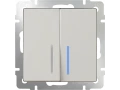 Выключатель двухклавишный проходной /WL03-SW-2G-2W-ivory/ (слоновая кость)