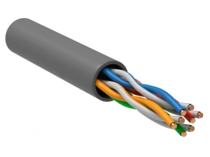 ITK Кабель связи витая пара U/UTP, кат.5E 4*2*24AWG solid, PVC, 305м, серый