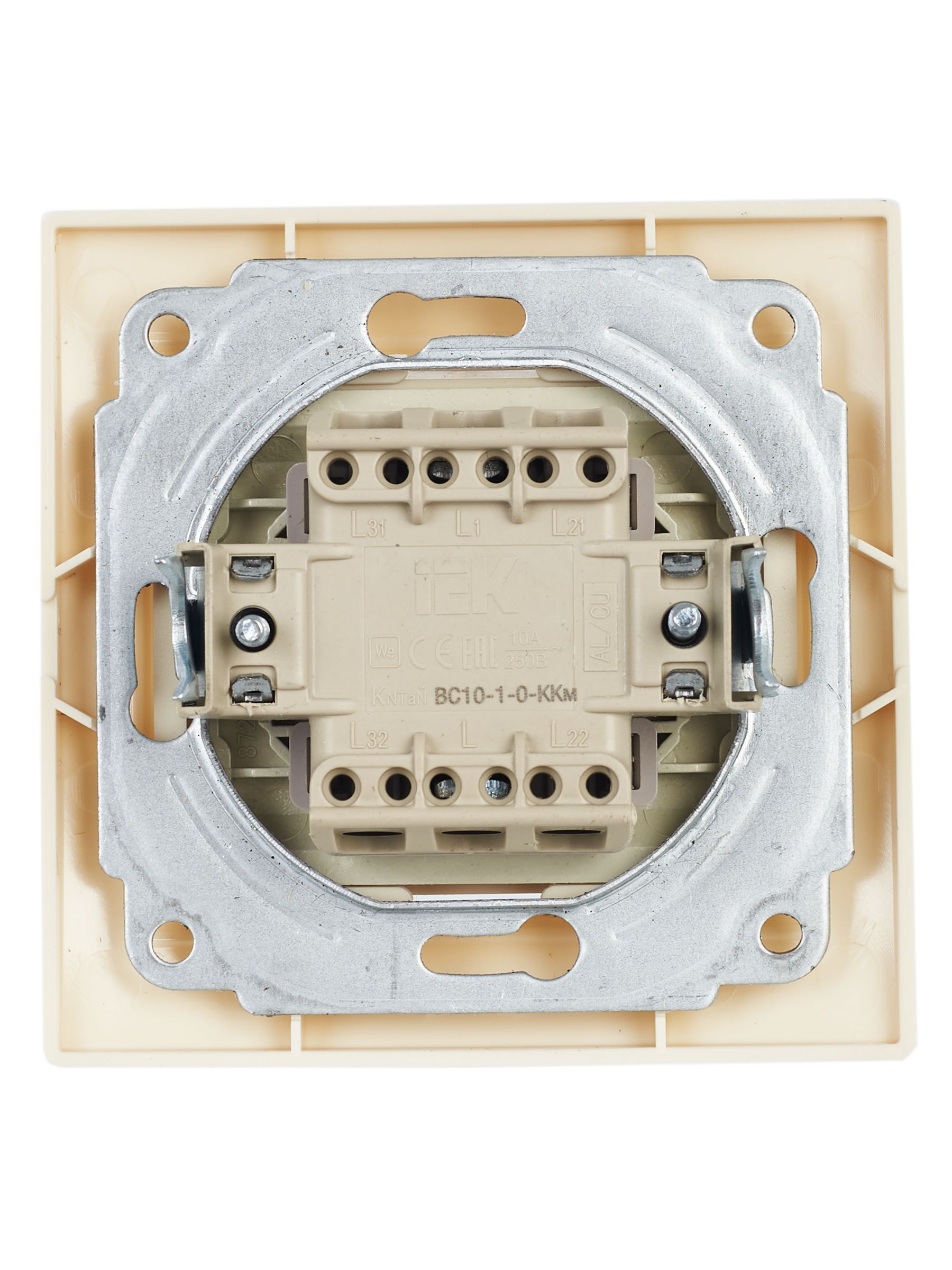Выключатель ВС 10-1-0-ККм однокл.10А КВАРТА (кремовый) ИЭК