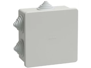Коробка КМ41235 распаячная для о/п 85х85х45 мм IP44 (RAL7035, 6 гермовводов) ИЭК