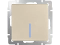 Выключатель 1-клавишный проходной с подсветкой /WL11-SW-1G-2W-LED (шампань)