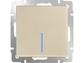 Выключатель 1-клавишный проходной с подсветкой /WL11-SW-1G-2W-LED (шампань)