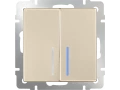 Выключатель 2-клавишный проходной с подсветкой /WL11-SW-2G-2W-LED (шампань)
