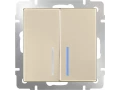Выключатель 2-клавишный проходной с подсветкой /WL11-SW-2G-2W-LED (шампань)