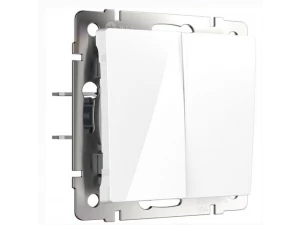 Выключатель двухклавишный /WL01-SW-2G (белый)