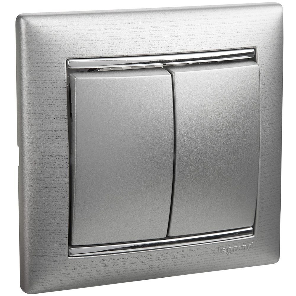 Выключатель 2-клавишный Valena алюминий /770105/