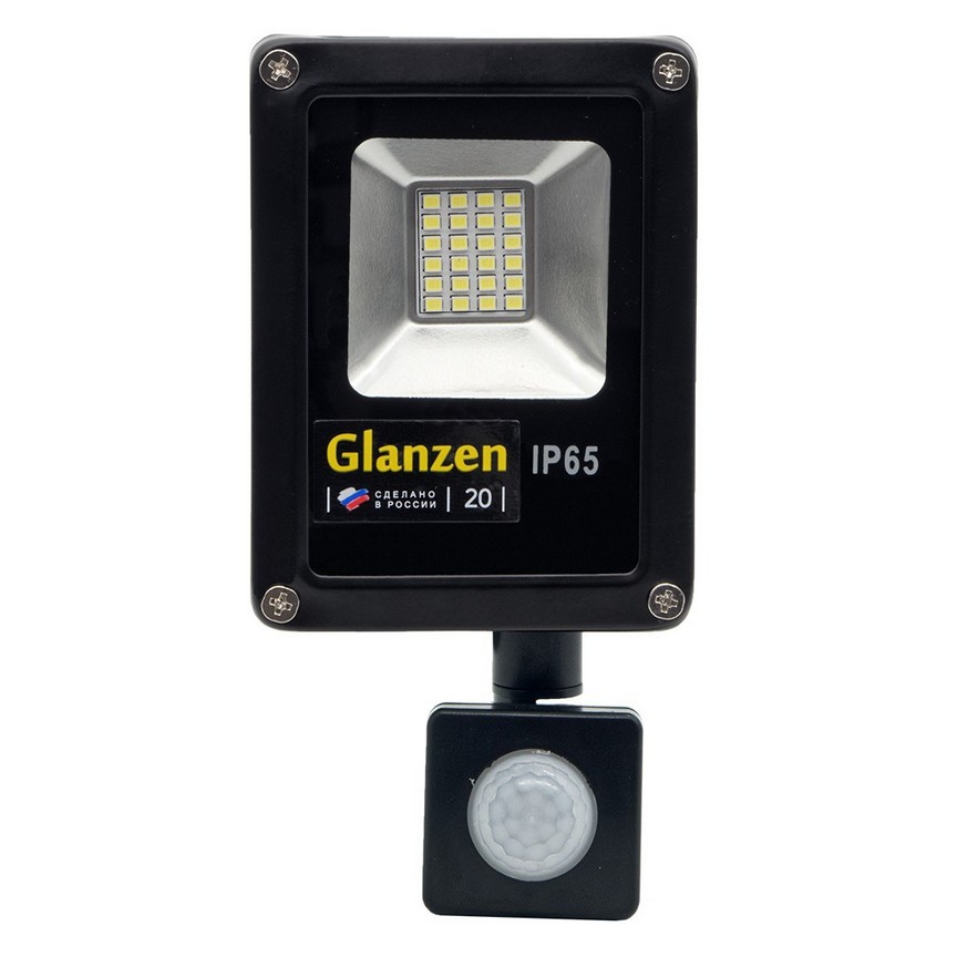 Светодиодный прожектор c датчиком движения GLANZEN FAD-0011-20 (20 Вт,6000К, SIP)