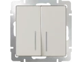 Выключатель 2-клавишный с подсветкой /WL03-SW-2G-LED (слоновая кость)
