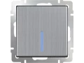 Выключатель 1-клавишный проходной с подсветкой /WL02-SW-1G-2W-LED (глянцевый никель)
