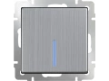 Выключатель 1-клавишный проходной с подсветкой /WL02-SW-1G-2W-LED (глянцевый никель)