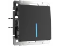 Выключатель 1-клавишный проходной с подсветкой /WL08-SW-1G-2W-LED (черный матовый)