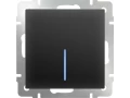 Выключатель 1-клавишный проходной с подсветкой /WL08-SW-1G-2W-LED (черный матовый)