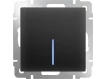 Выключатель 1-клавишный проходной с подсветкой /WL08-SW-1G-2W-LED (черный матовый)