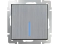 Выключатель 1-клавишный с подсветкой /WL02-SW-1G-LED (глянцевый никель)