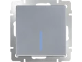 Выключатель 1-клавишный с подсветкой /WL06-SW-1G-LED (серебряный)