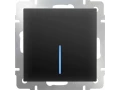 Выключатель 1-клавишный с подсветкой /WL08-SW-1G-LED (черный матовый)