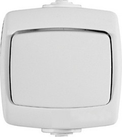 РОНДО IP44 О/У 1-клавишный ПЕРЕКЛЮЧАТЕЛЬ 10А, 250В, БЕЛЫЙ. Россия