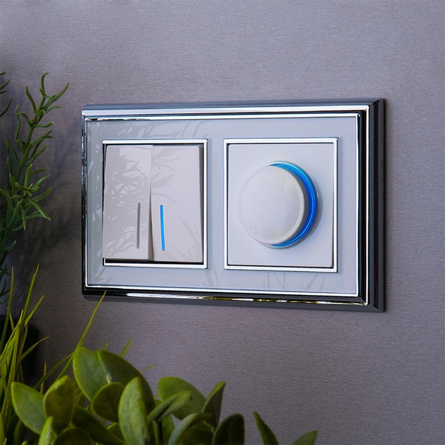 Выключатель 2-клавишный проходной с подсветкой /WL01-SW-2G-2W-LED (белый)