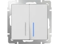 Выключатель 2-клавишный проходной с подсветкой /WL01-SW-2G-2W-LED (белый)